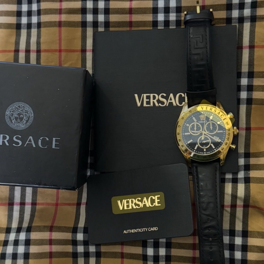 Versace Black and Gold Chronograph Watch